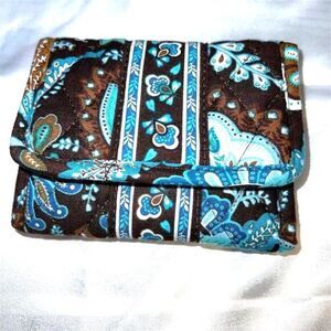 Vera Bradley Women's Blue Floral Trifold Wallet with Zipper